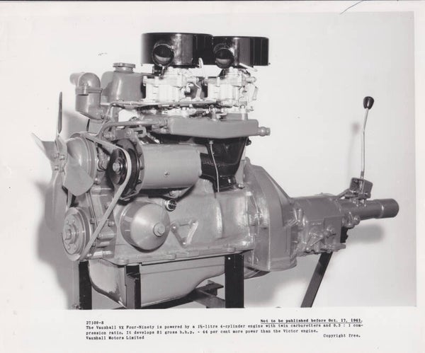 Vauxhall VX 4/90 1,5 litre engine, press photo, UK, 10/1961