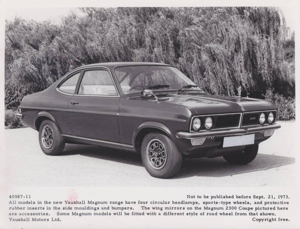 Vauxhall Magnum 2300 Coupe, press photo, A5-size, UK, 9/1973