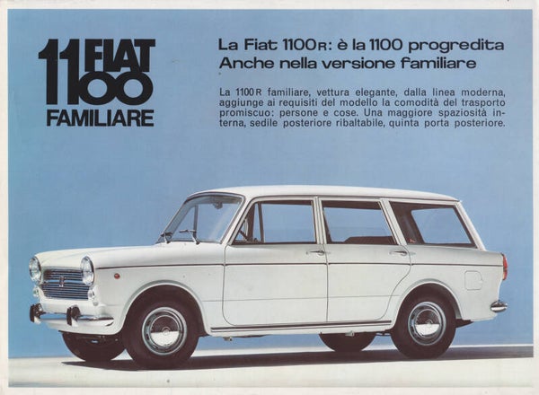 Fiat 1100R Familiare, sales leaflet, 2 pages, Italy, c1966