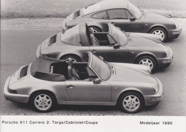 Porsche 911 Carrera 2: 3 models, press photo, Dutch, 1990