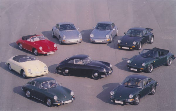 Porsche 356 & 911 family, press photo, Germany, c1995