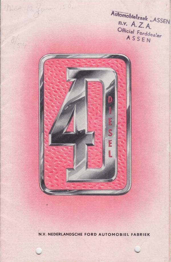 Ford 3.6 liter Diesel engine Thames truck models, folder, 12 pages, Dutch, 4/1954