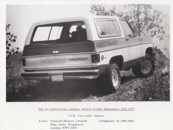 Chevrolet Blazer, press photo, USA, 9/1977