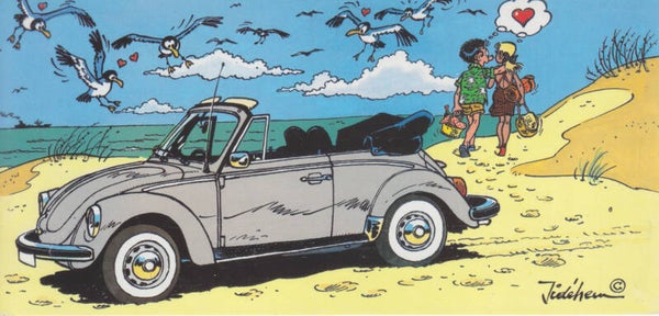 Volkswagen Käfer Cabriolet, oblong postcard, Belgium, 1998