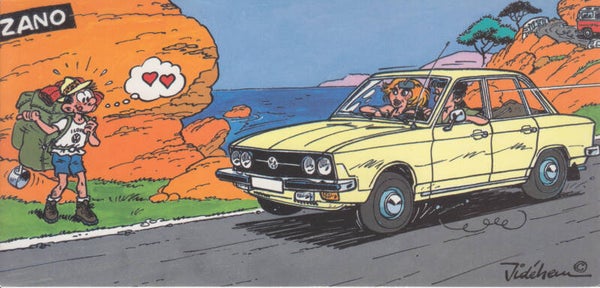 Volkswagen K 70 Sedan, oblong postcard, Belgium, 1998