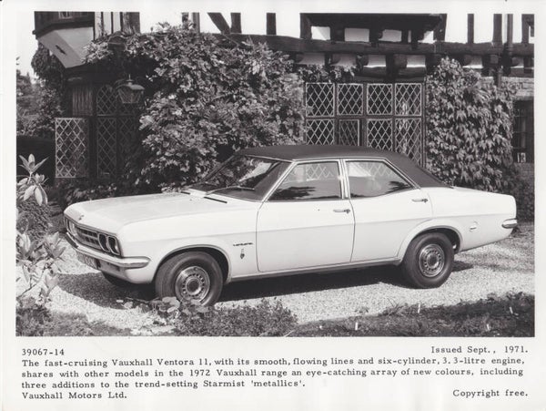 Vauxhall Ventora II Saloon, press photo, A5-size, UK, 9/1971
