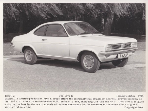 Vauxhall Viva E Coupe, press photo, A5-size, UK, 10/1975