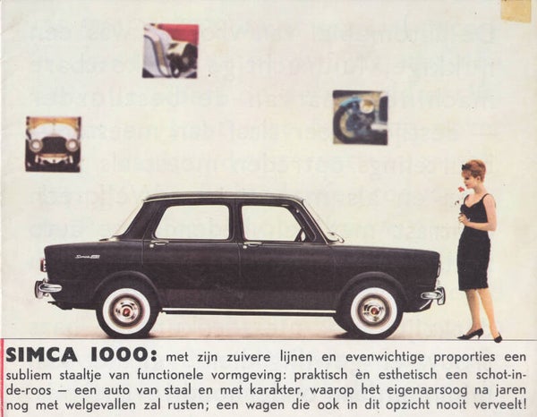 Simca 1000 Sedan, sales brochure, 8 pages, Dutch, c1961