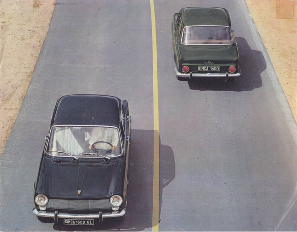 Simca 1500/1500 GL Sedan, sales brochure, 8 pages, Dutch, 8/1964