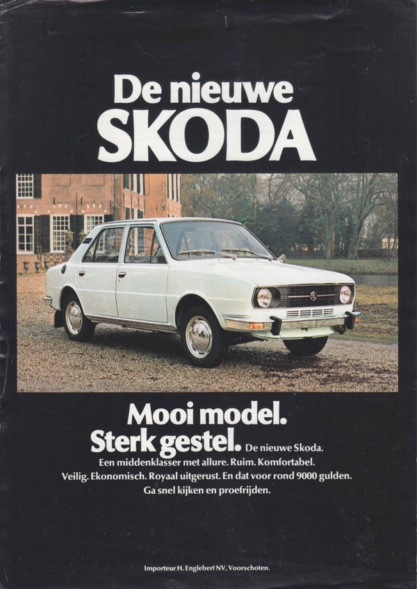 Skoda 105/120 leaflet, 2 pages, Dutch, 1970s