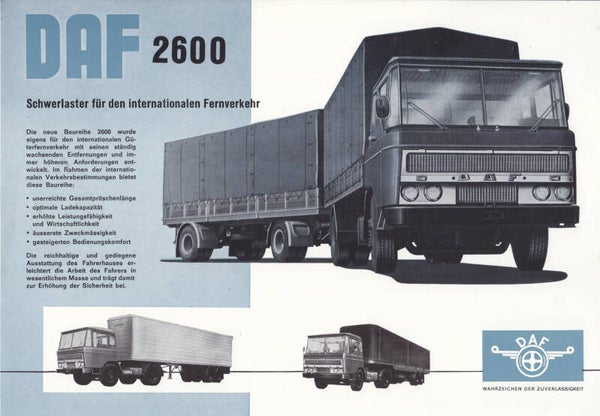 DAF 2600 leaflet, 2 pages, German, 08/1962