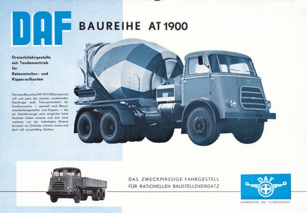 DAF AT 1900 mixer leaflet, 2 pages, German, 09/1963