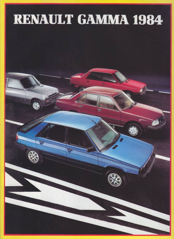 Renault all model program fold-out, 8 pages, Dutch, 1984