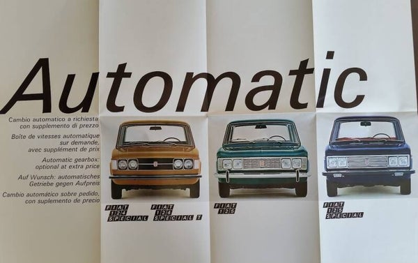 Fiat 124S/125/125S Automatic, 16 pages, A5-size, 5 languages, c1969