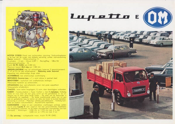 OM Lupetto E truck leaflet, 2 pages, Dutch, 1970