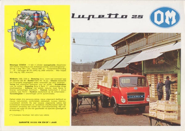 OM Lupetto 25 truck leaflet, 2 pages, Dutch, 1970