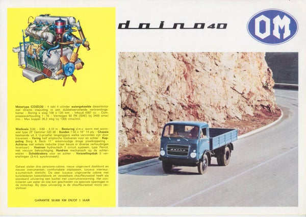 OM Doino 40 truck leaflet, 2 pages, Dutch, 1970