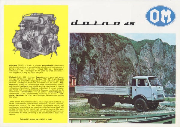 OM Doino 45 truck leaflet, 2 pages, Dutch, 1970
