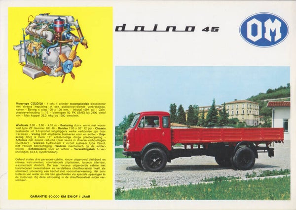 OM Doino 45 truck leaflet, 2 pages, Dutch, 1970