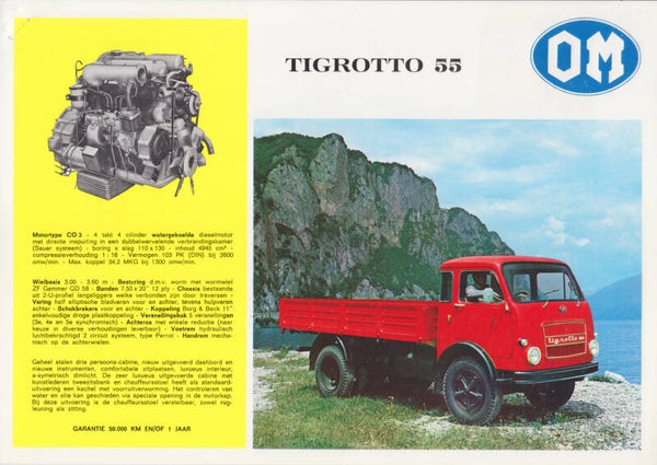 OM Tigrotto 55 truck leaflet, 2 pages, Dutch, 1970