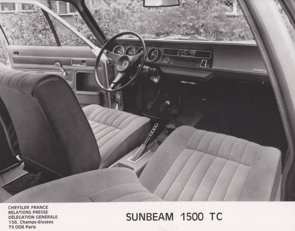 Sunbeam 1500 TC interior, press photo, France, 1970s