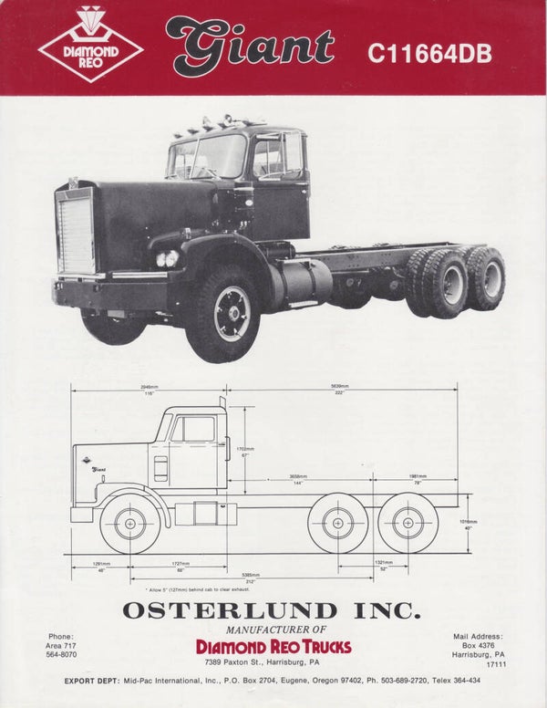 Diamond Reo Giant truck leaflet, 2 pages, USA, 3/1978