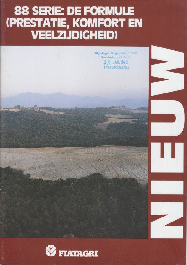 FiatAgri 88-series tractors brochure, 12 pages, Dutch, 04/1990