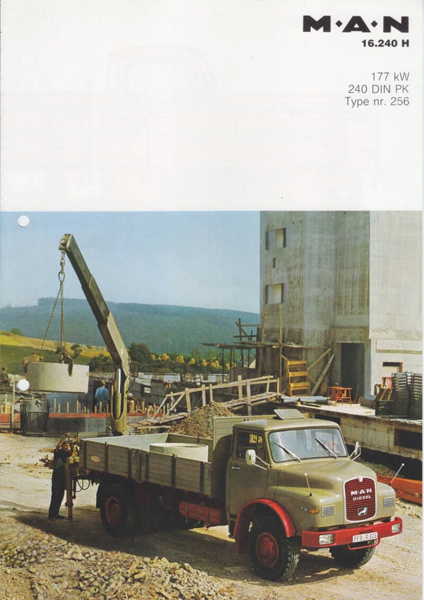 MAN 16.240 H truck folder, 4 pages,  Dutch language, 1977