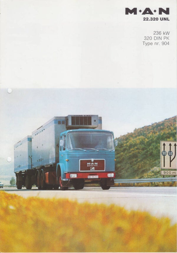 MAN 22.320 UNL truck folder, 4 pages,  Dutch language, 1977