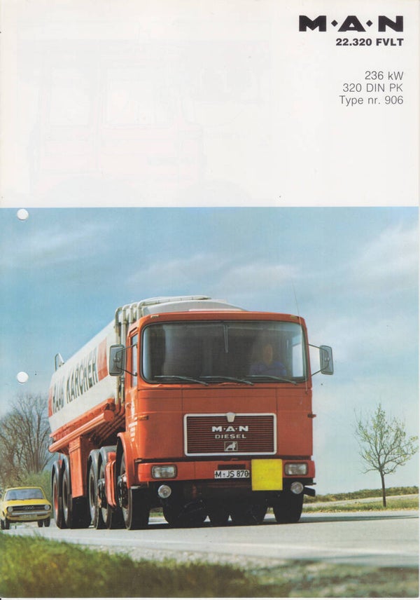 MAN 22.320 FVLT truck folder, 4 pages,  Dutch language, 1977