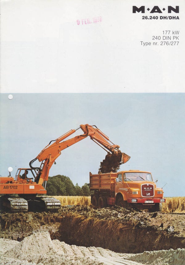MAN 26.240 DH/DHA truck folder, 4 pages,  Dutch language, 1977