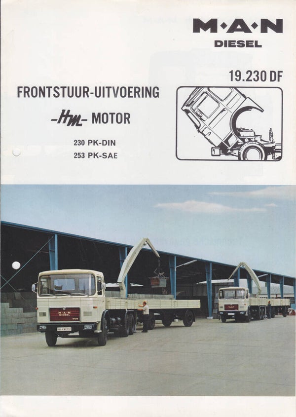 MAN 19.230 DF truck folder, 4 pages, Dutch language, c1969