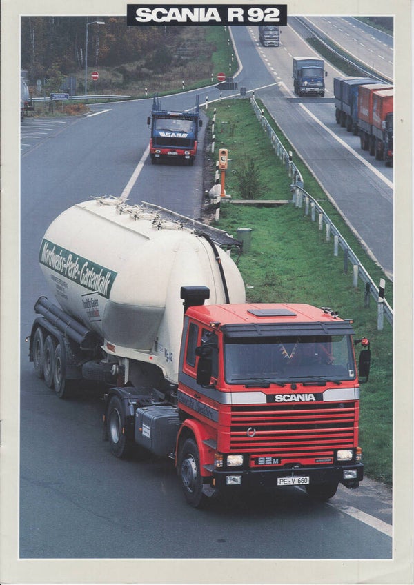 Scania R92 truck brochure, 8 pages, German, 06/87