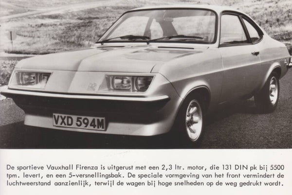 Vauxhall Firenza "droopsnoot", press photo, Dutch, 1974