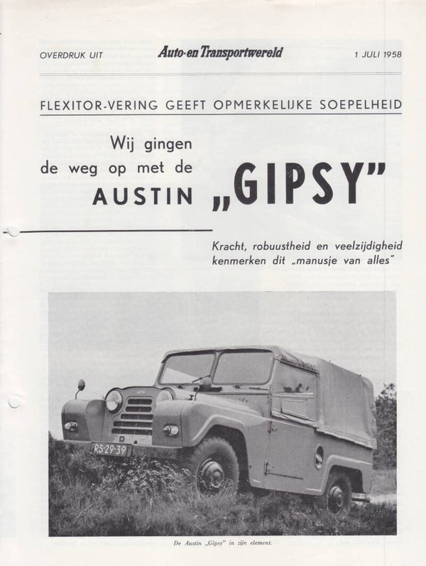 Austin Gipsy 4x4, test reprint, 6 pages, Dutch, 7/1958