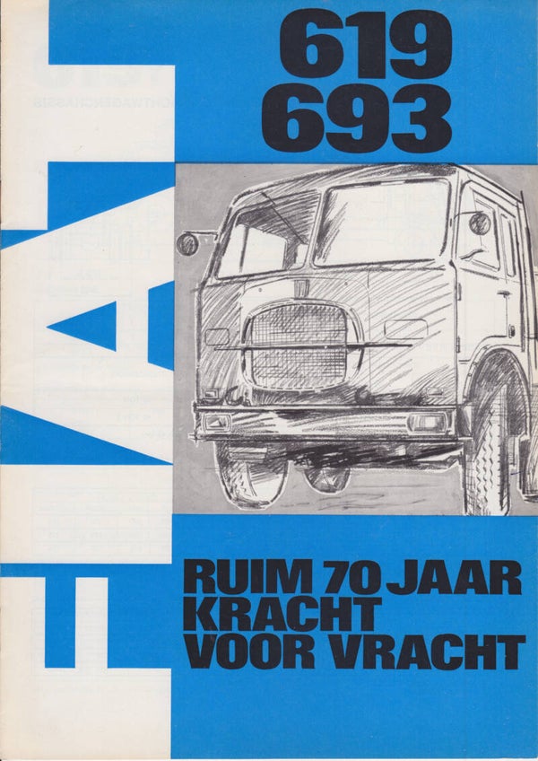 Fiat 619 & 693 truck brochure, 8 pages, Dutch, 01/1969
