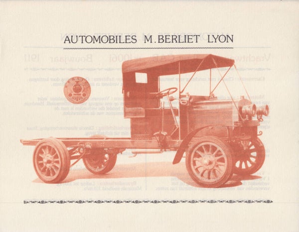 Berliet historic truck CAB leaflet, 2 pages, Dutch, 1911