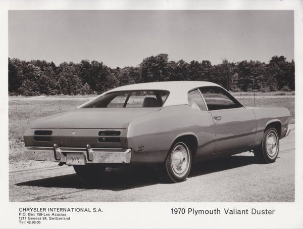 Plymouth Valiant Duster press photo, European, 1970