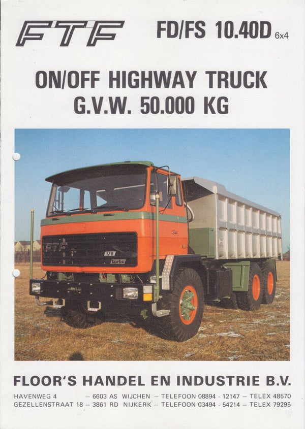FTF FD/FS 10.400 6x4 truck, 4 pages, Dutch, c1985