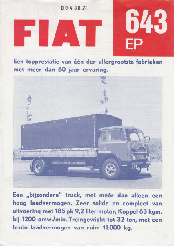 Fiat 643 EP truck, 6 pages, Dutch, 1/1966