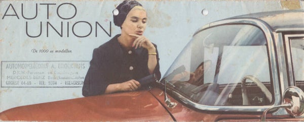 Auto Union 1000cc models, sales brochure, 8 pages, Dutch, c1960