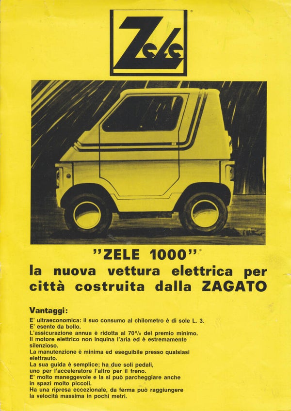 Zagato Zele 1000 EV, sales leaflet, 2 pages, Italy, 1974/76