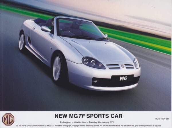 MG TF Convertible, press photo, UK, 1/2002
