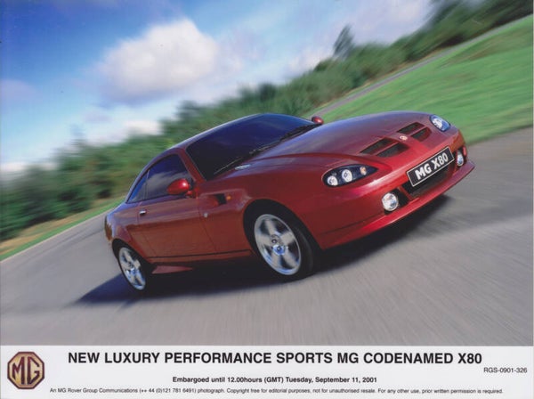 MG X80 concept Coupe, press photo, UK, 9/2001