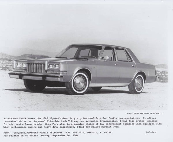 Plymouth Gran Fury, press photo, USA, 1985