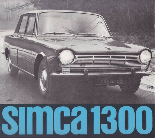 Simca 1300, sales brochure, 6 pages, Dutch, c1963