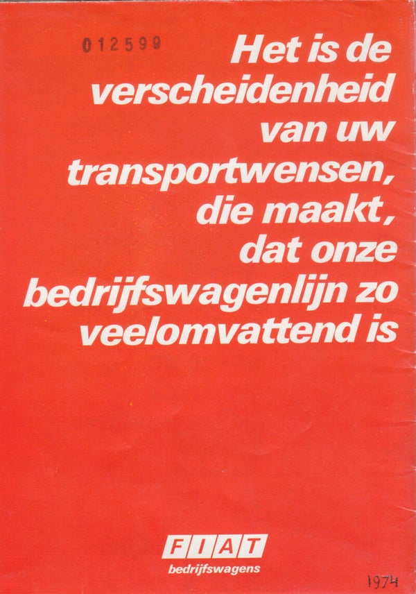 Fiat Truck program, sales brochure, 32 pages, Dutch, 1974