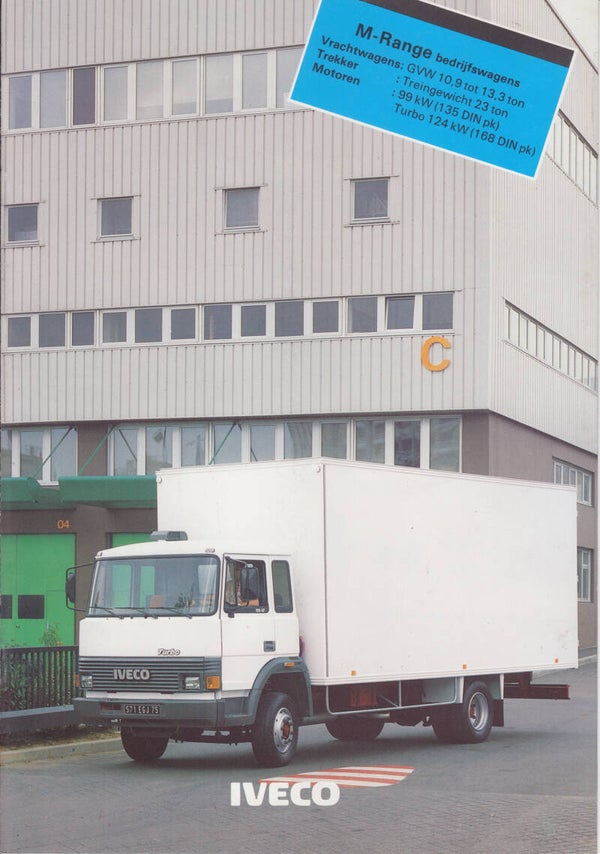 Iveco M-Range trucks, sales brochure, 8 pages, Dutch, 1/1984