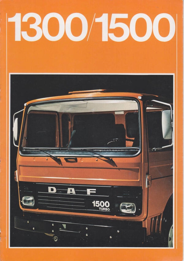 DAF F 1300/1500 trucks, sales brochure, 8 pages, English, 04/1978