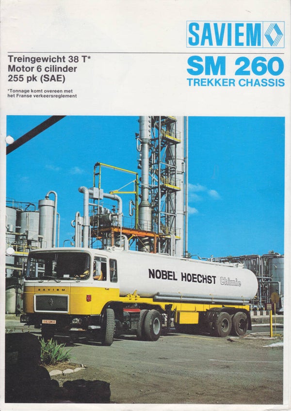 Saviem SM 260 truck folder, 4 pages, Dutch, c1971